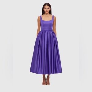 Leo Lin Colleen Sleeveless Scoop-Neck Midi Dress in Eminence, 12
